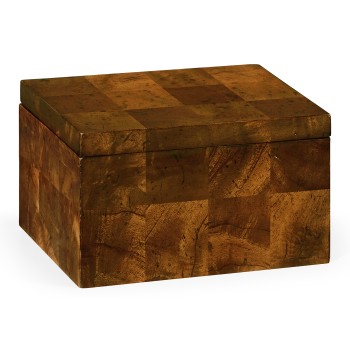Rectangular Patchwork Mahogany Drink Coasters Box