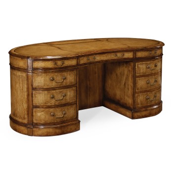 Walnut kidney pedestal desk