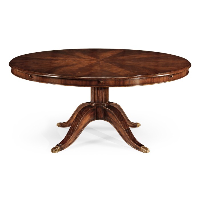 Mahogany Extending Circular Dining Table with Storage Cabinet for Leaves 66