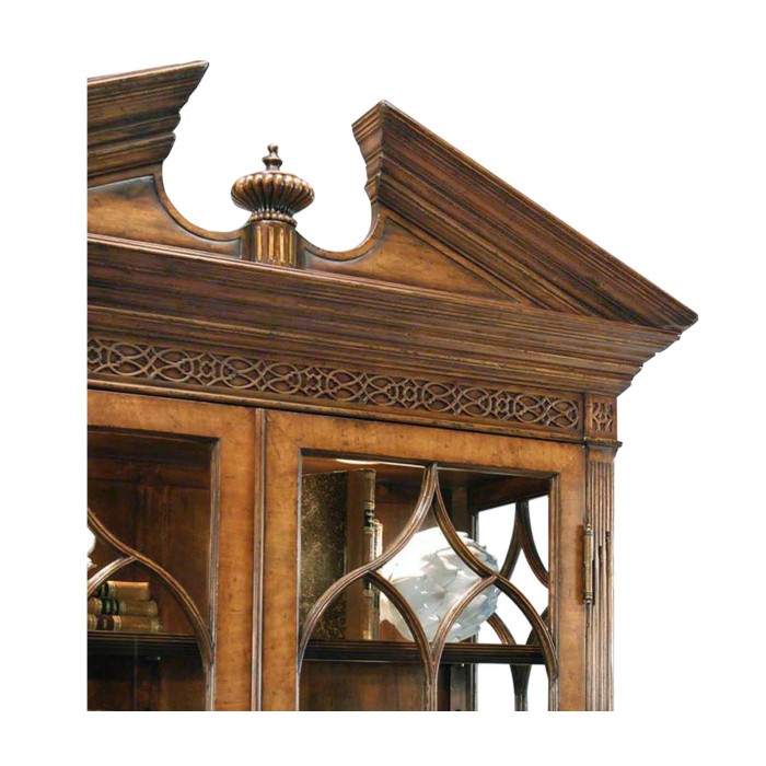 Walnut Glazed Display Cabinet with Drawers