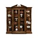 Triple Breakfront Walnut Display Cabinet with Pediment