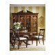 Triple Breakfront Walnut Display Cabinet with Pediment