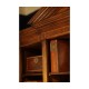 Triple Breakfront Walnut Display Cabinet with Pediment