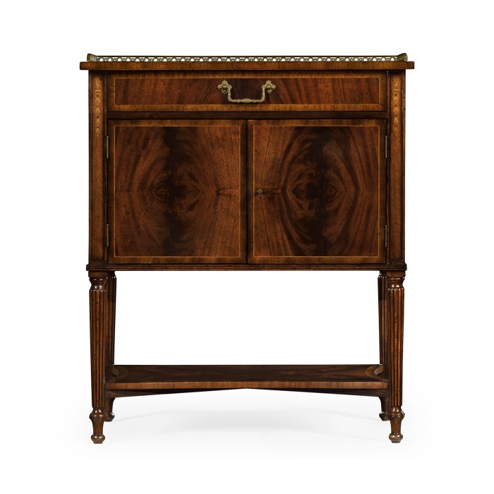 Mahogany Bedside Table with Brass Gallery
