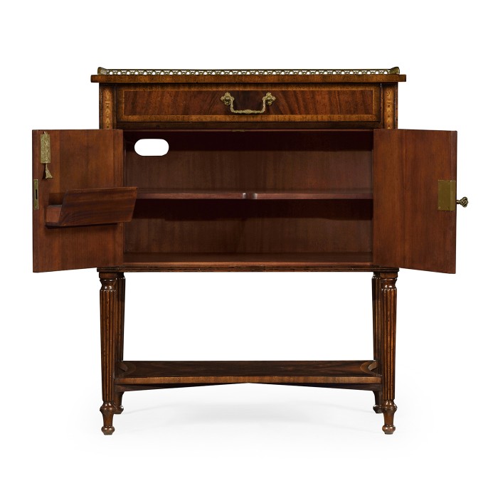 Mahogany Bedside Table with Brass Gallery