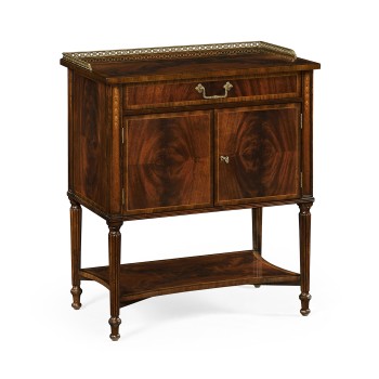 Mahogany Bedside Table with Brass Gallery