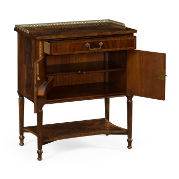 Mahogany Bedside Table with Brass Gallery