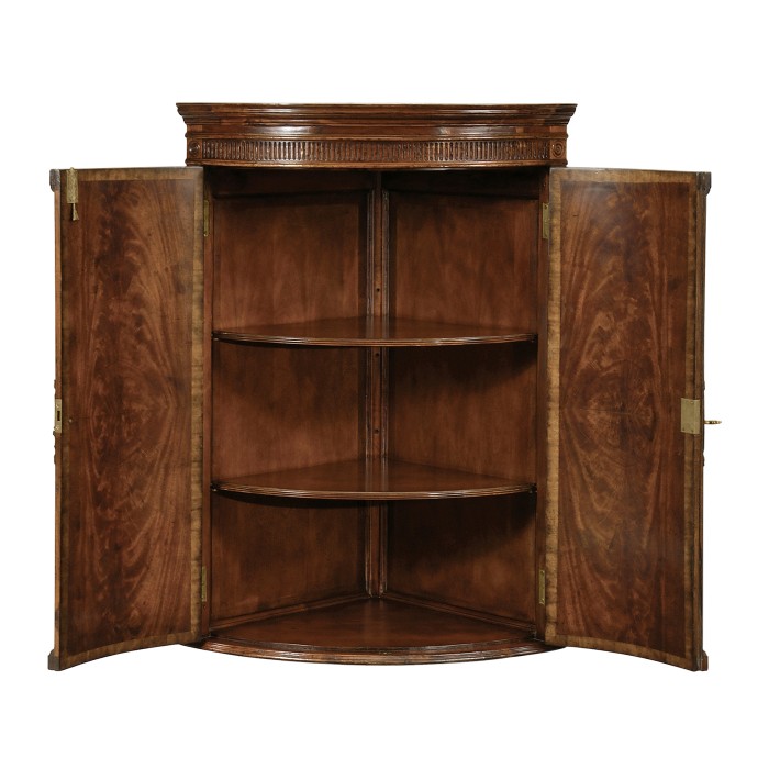 Hanging Semi-Circular Mahogany Cabinet