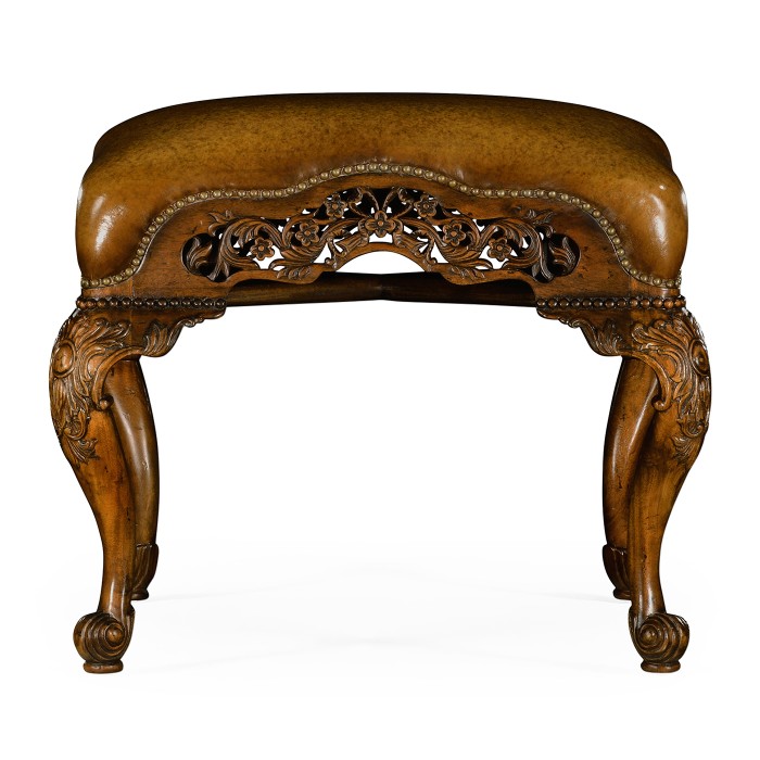 Carved & Pierced Walnut Footstool