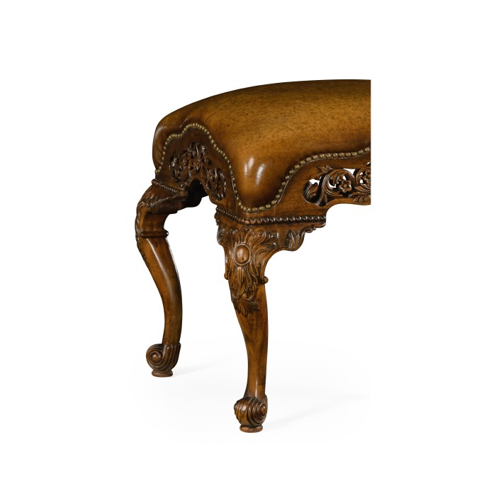 Carved & Pierced Walnut Footstool