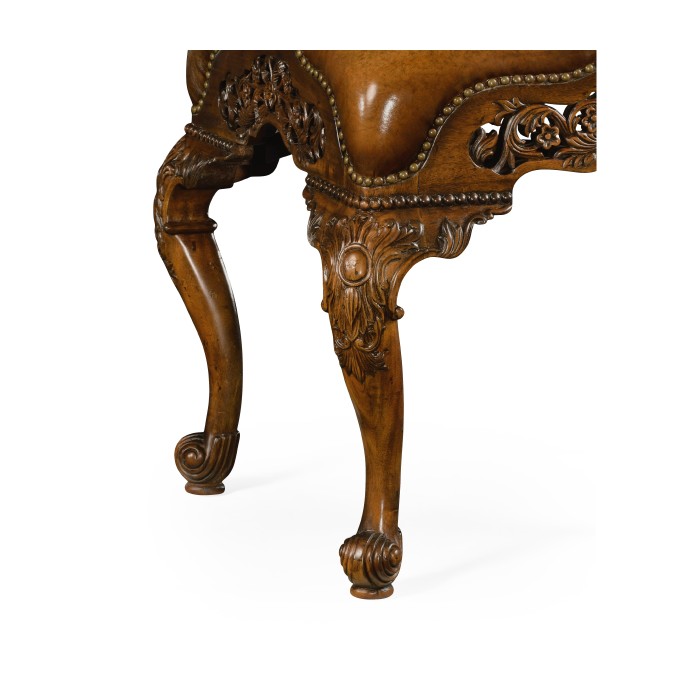 Carved & Pierced Walnut Footstool