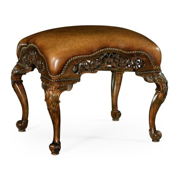 Carved & Pierced Walnut Footstool
