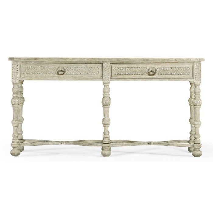 Chip Carved Grey Oak Console