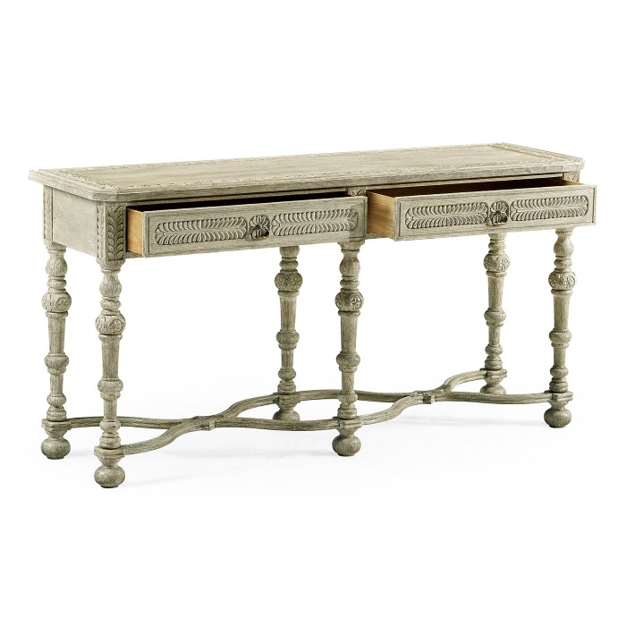 Chip Carved Grey Oak Console