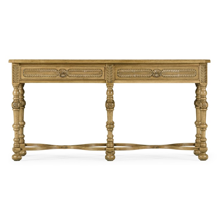 Chip Carved Natural Oak Console
