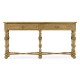 Chip Carved Natural Oak Console