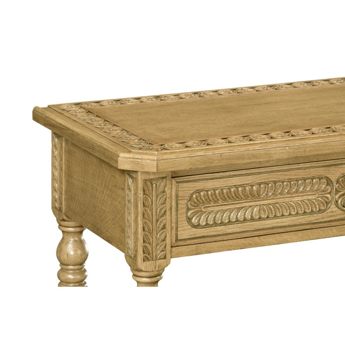 Chip Carved Natural Oak Console