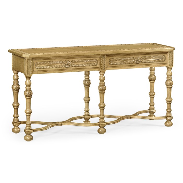 Chip Carved Natural Oak Console