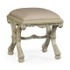 Heavily carved French provincial green x-frame footstool