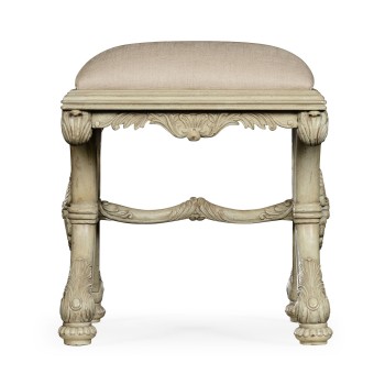 Heavily carved French provincial green x-frame footstool