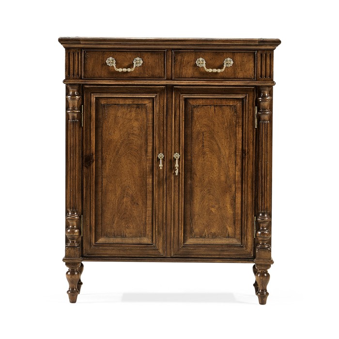 Narrow Walnut Cabinet with Cupboard