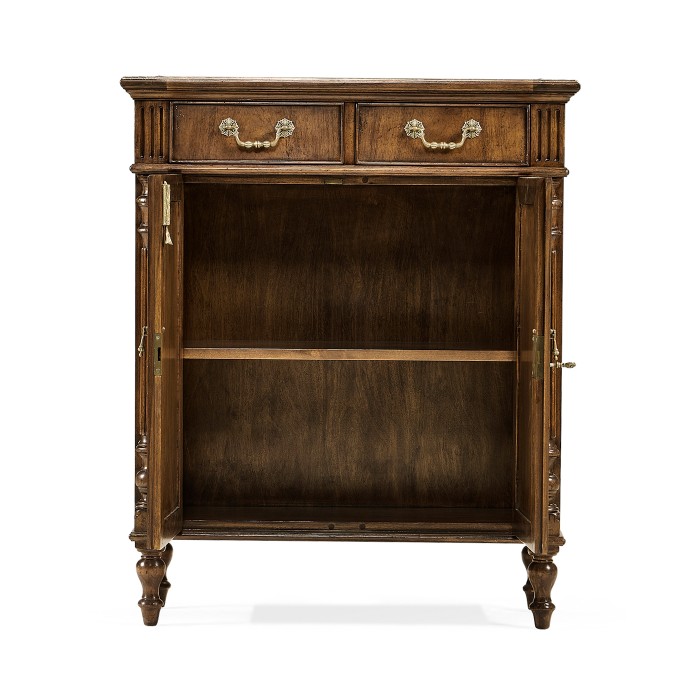 Narrow Walnut Cabinet with Cupboard