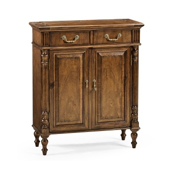 Narrow Walnut Cabinet with Cupboard