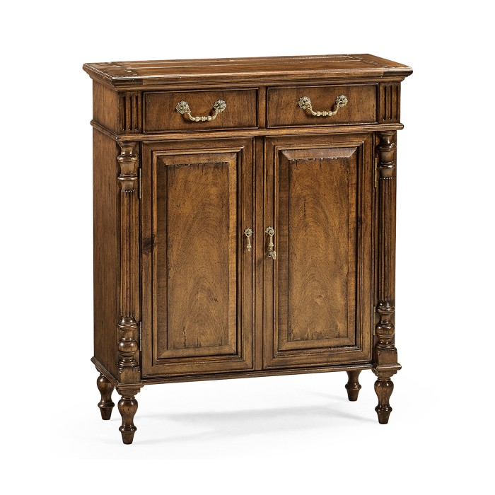 Narrow Walnut Cabinet with Cupboard