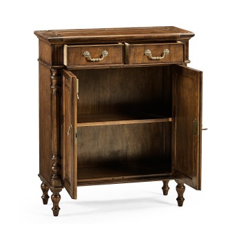 Narrow Walnut Cabinet with Cupboard