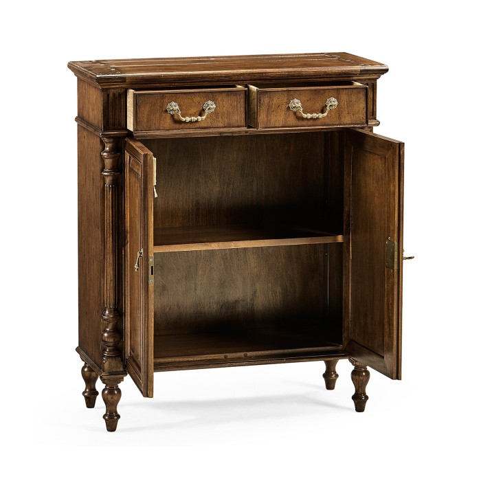 Narrow Walnut Cabinet with Cupboard