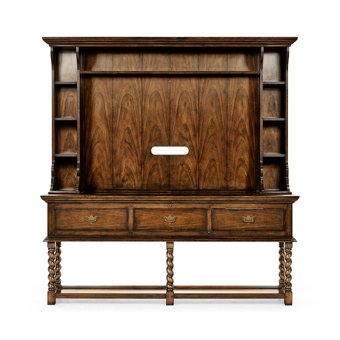 Dark Walnut Welsh Dresser Style TV Cabinet