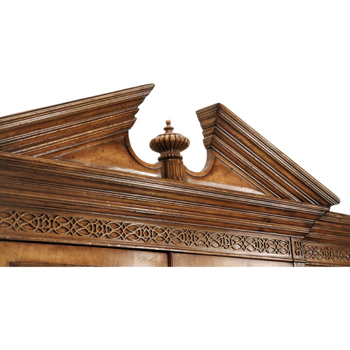 Triple Walnut Display Cabinet with Drawers