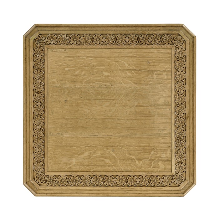 Chip Carved Natural Oak Square Side Table
