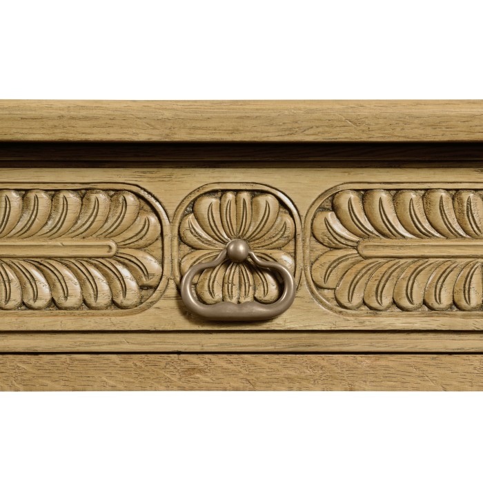 Chip Carved Natural Oak Square Side Table