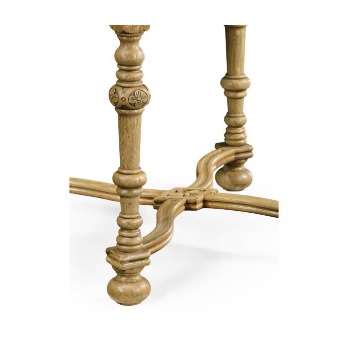 Chip Carved Natural Oak Square Side Table