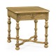 Chip Carved Natural Oak Square Side Table