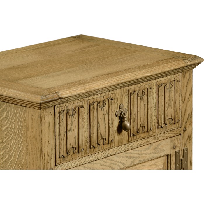 Linenfold Natural Oak Bedside Cabinet