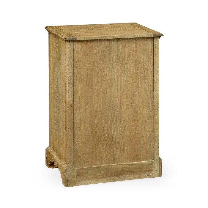Linenfold Natural Oak Bedside Cabinet