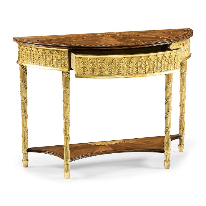 Small Gilded Console with Shelf