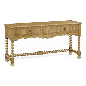 Linenfold Natural Oak TV Base