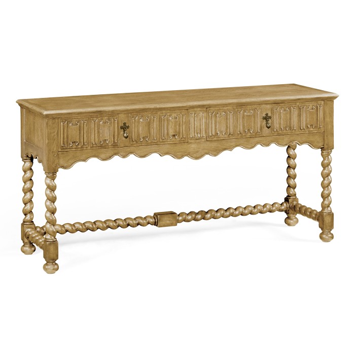 Linenfold Natural Oak TV Base