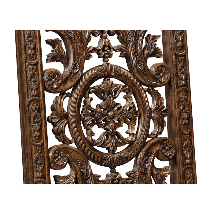Jacobean Style Dark Oak Pierced Back Arm Chair