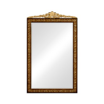 Louis XVI Style inlaid & gilded rectangular mirror