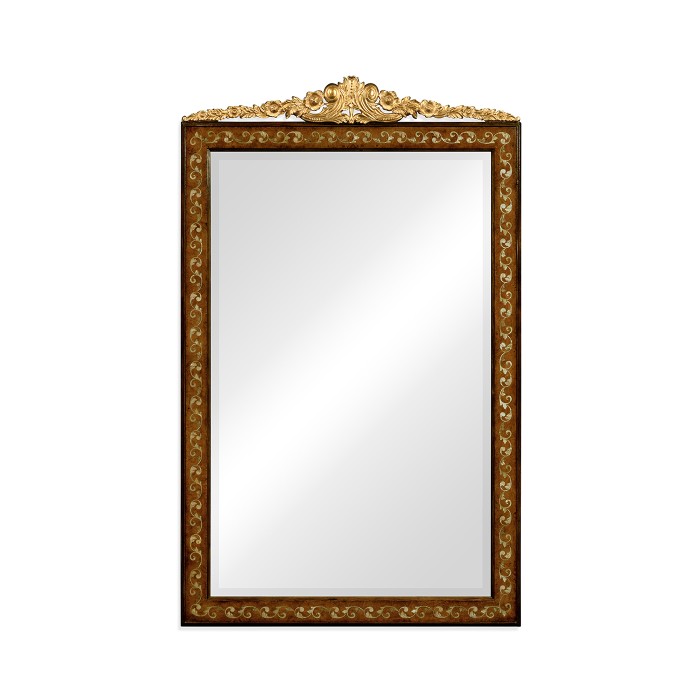 Louis XVI Style inlaid & gilded rectangular mirror