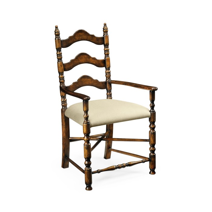 Walnut Ladder Back Country Chair (Arm)