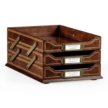 Victorian Style Mahogany Triple Letter Tray