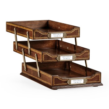 Victorian Style Mahogany Triple Letter Tray