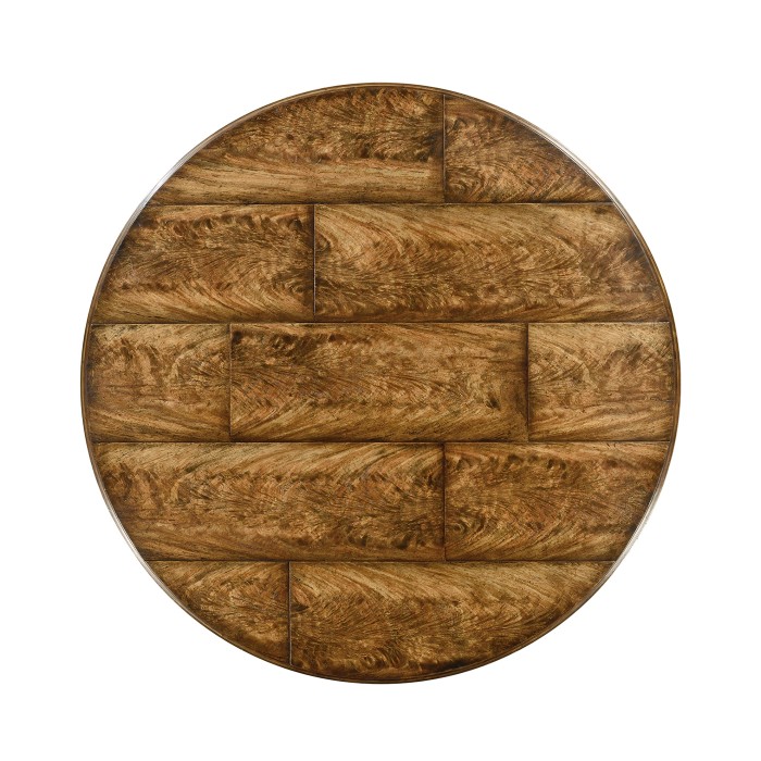 Distressed Crotch Walnut Pedestal Table 48