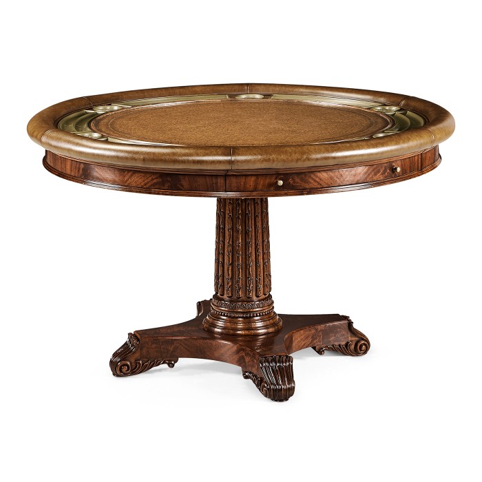 Mahogany Round Poker Table