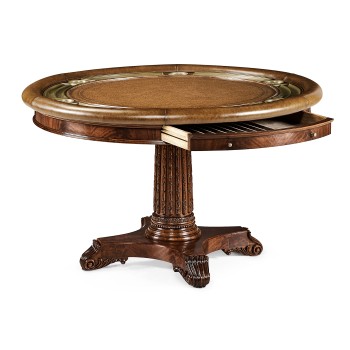 Mahogany Round Poker Table
